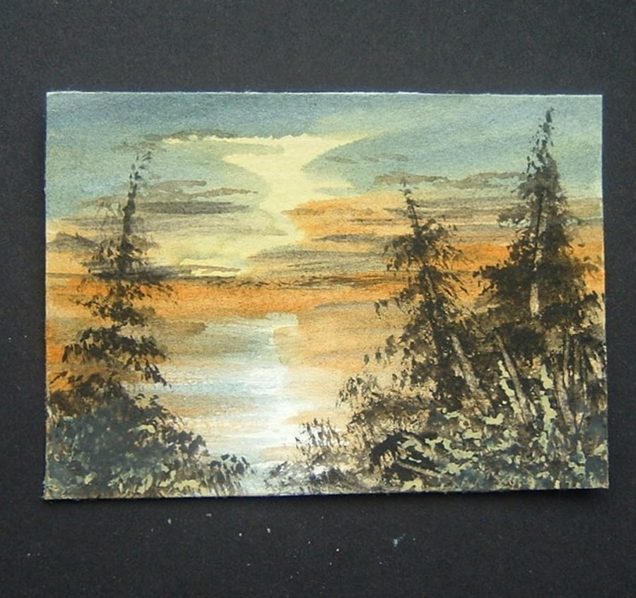 painting aceo art miniature landscape ref 393