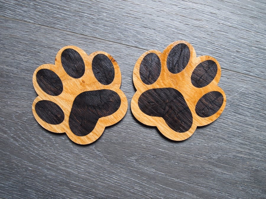 Paw Print Shaped Laser Etched Coaster 