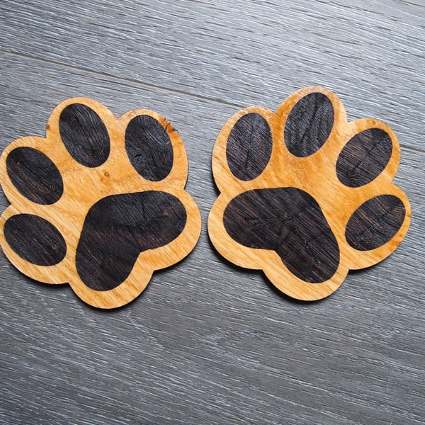 Paw Print Shaped Laser Etched Coaster 