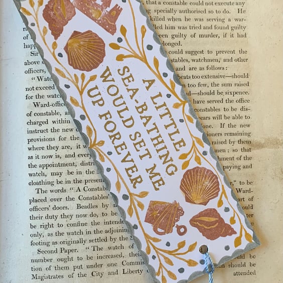A Little Sea Bathing Would Set Me Up For Ever Handmade Jane Austen Bookmark