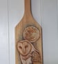 Pyrography large & long Barn Owl wooden board hanging decoration - Image 3