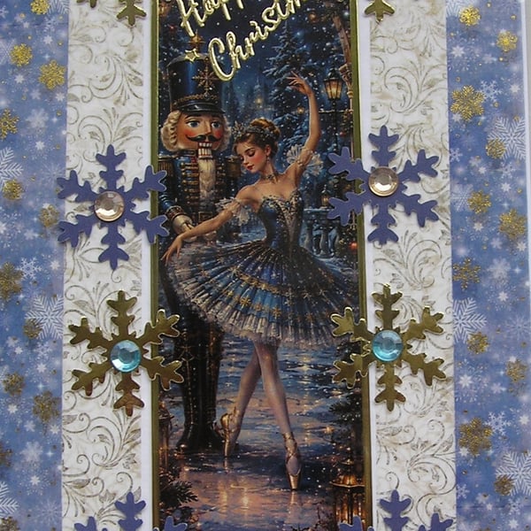 Hand Crafted Decoupage Chistmas Card - Happy Christmas (3391) Nutcracker Ballet