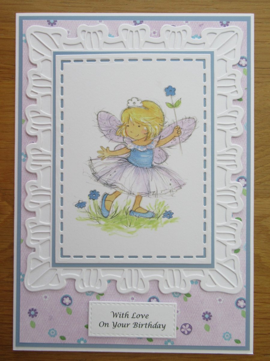 A5 Girl In A Fairy Costume Holding A Flower - Birthday Card