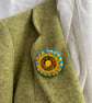 Sun Flower Pin- hand embroidered brooch  - Image 2