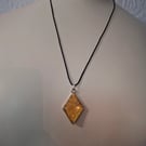 Gold Diamond Shaped Hand Made Resin Crafted Pendant 