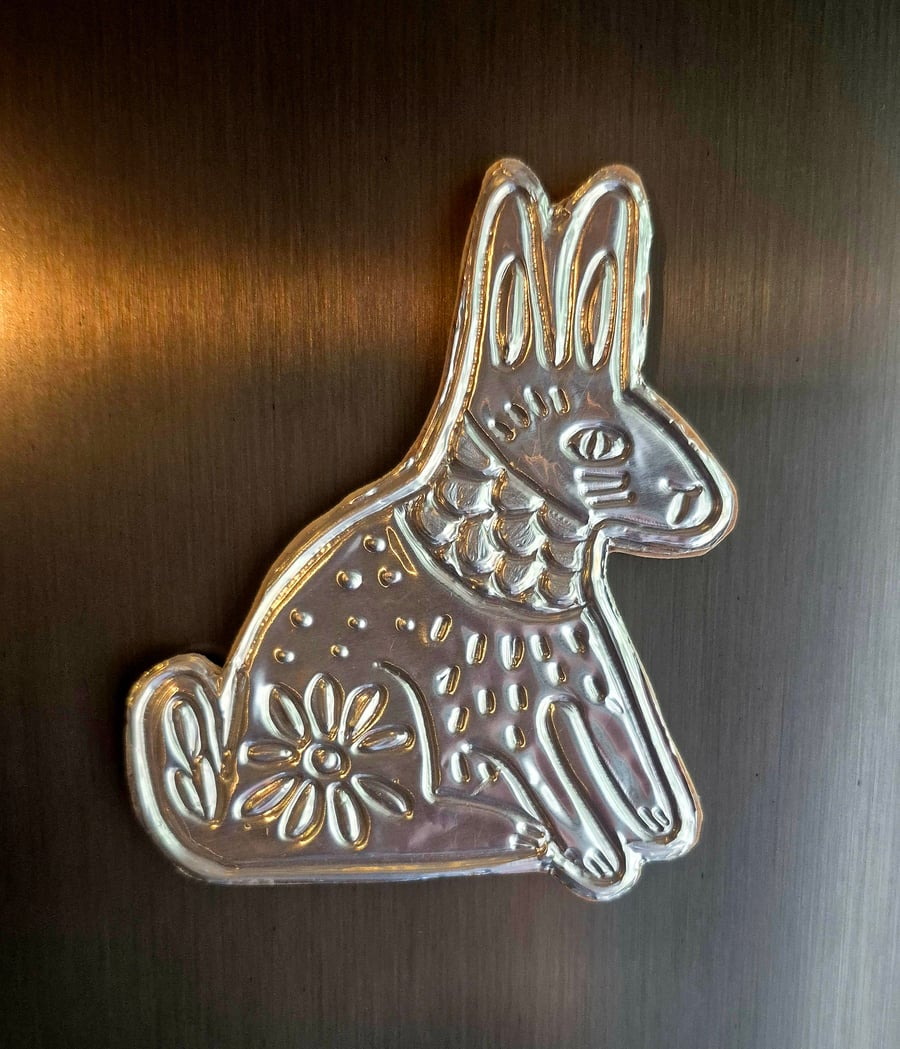 Embossed rabbit fridge magnet handmade 
