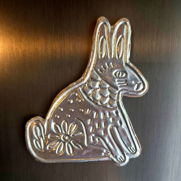 Embossed rabbit fridge magnet handmade 