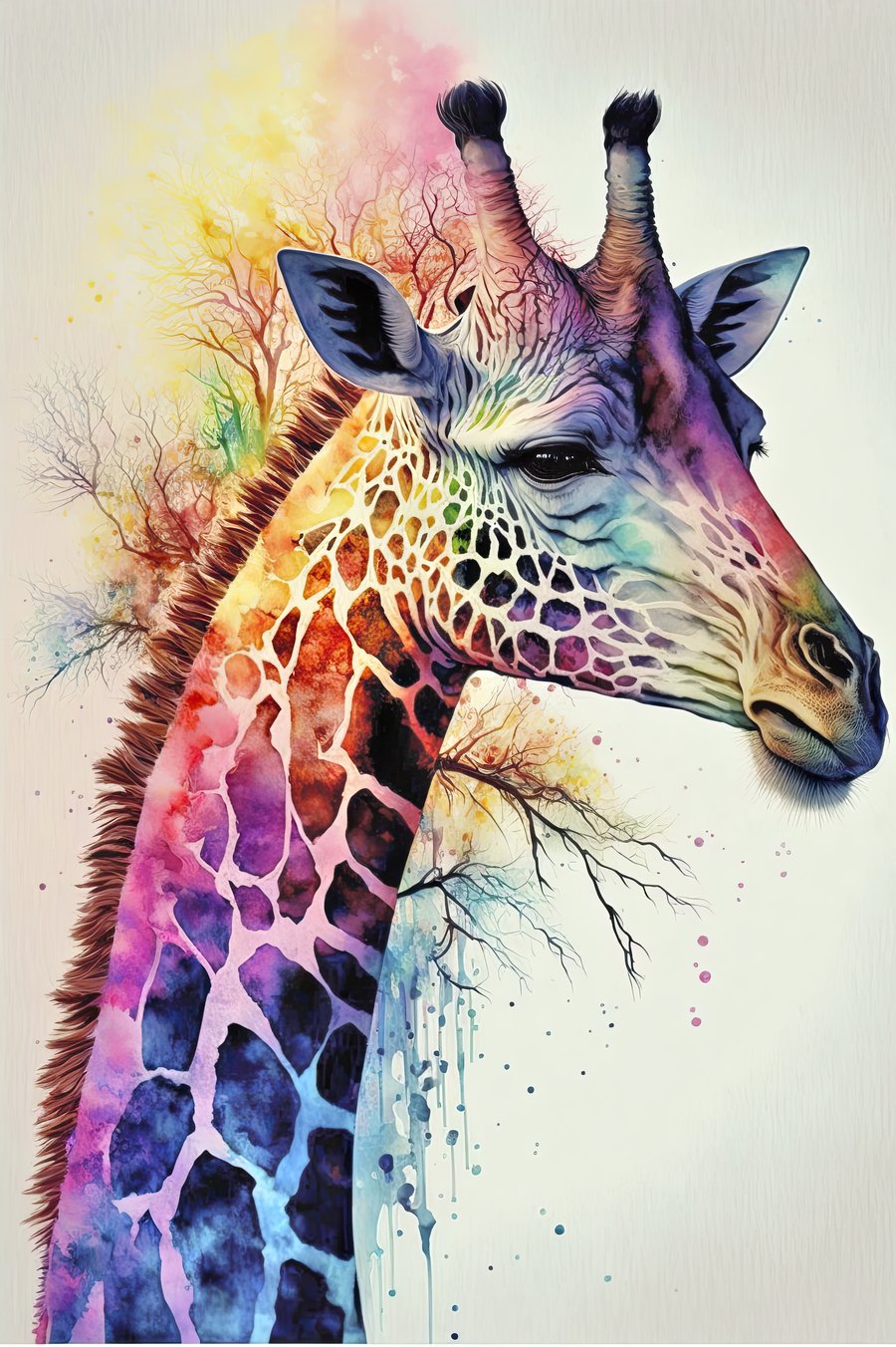 20 x 30 inch giclee print Watercolour giraffe