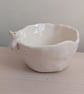 Ceramic tealight wth white bunny hearts and paw prints, rabbit candle holder - Image 6