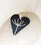 Dandelion seed heart pendant necklace in black - Image 2