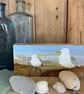 Original acrylic painting of 2 seagulls on reclaimed timber