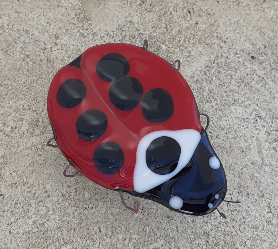 Fused Glass Ladybird Garden Decoration