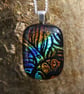 Blue, orange and green dichroic glass pendant, dichroic glass necklace,SKU F44 - Image 2
