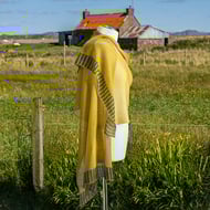 Super Fine Merino wool wrap in sunshine yellow. Lightweight shawl.