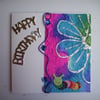 Ethnic Flower Art Card - Square Happy Birthday