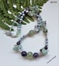 Designer Prehnite, Amethyst, Flourite & Shell Pearl Necklace 