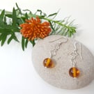 Sterling Silver & Amber Drop Earrimgs 