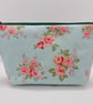 Make up bag in blue roses print fabric    - Image 2