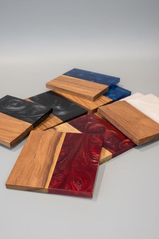 Whisky Lover Coasters - Handmade Wood Resin Drinks Coasters - Set of 4