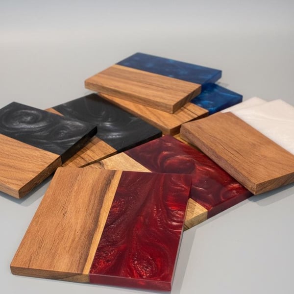 Whisky Lover Coasters - Handmade Wood Resin Drinks Coasters - Set of 4