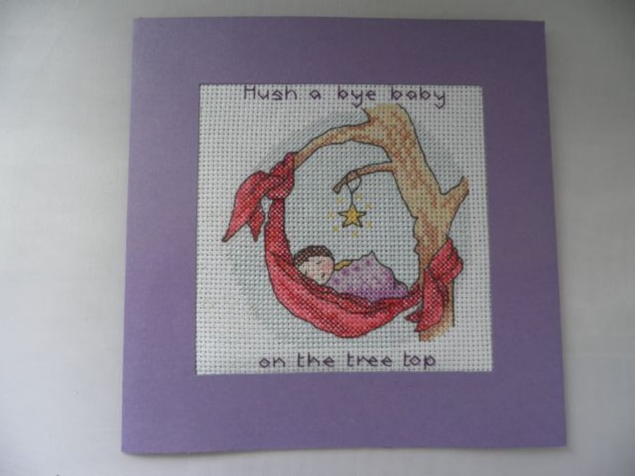 Nursery Rhyme Cross Stitch Card - Hush a Bye Baby