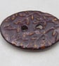 Large Dark Copper Sprig Oval Handmade Ceramic Button - Image 1