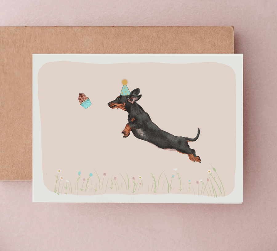 Dachshund Birthday Card - Birthday Cards, Sausage dog cards, Birthday Dachshund