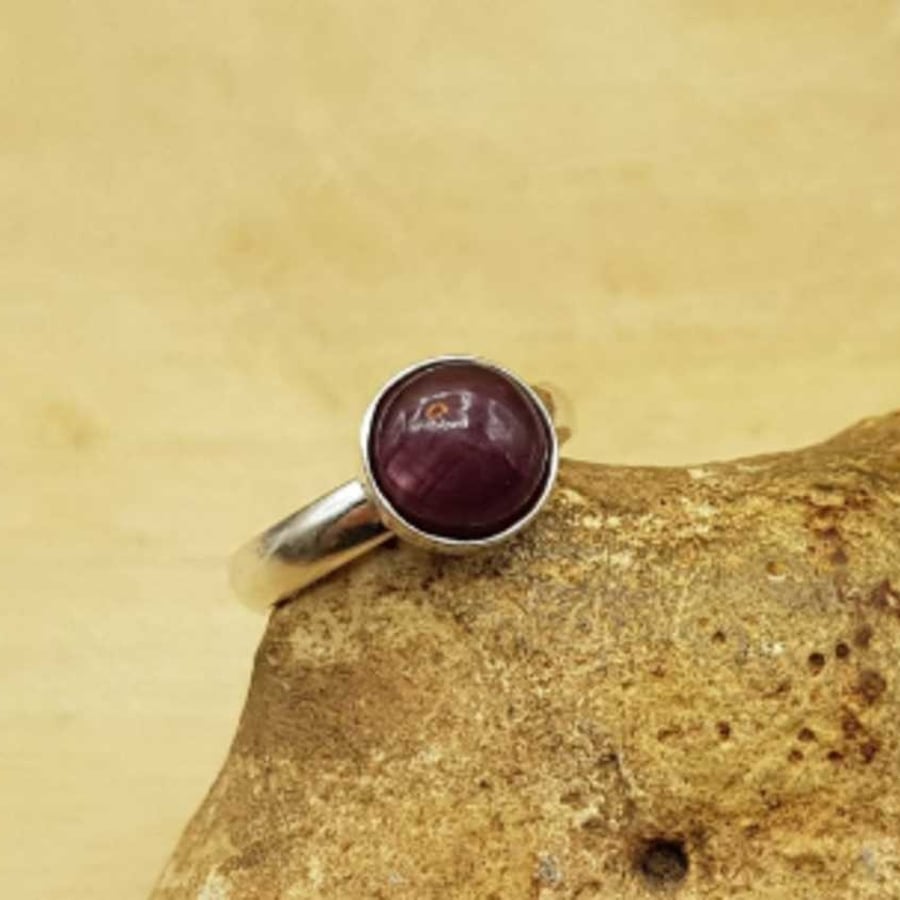 Minimalist ruby ring. Adjustable. July Birthstone