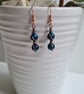 Blue Tiger's Eye & Copper Dangle Earrings Earings Gift Crystal Jewellery Jewelry