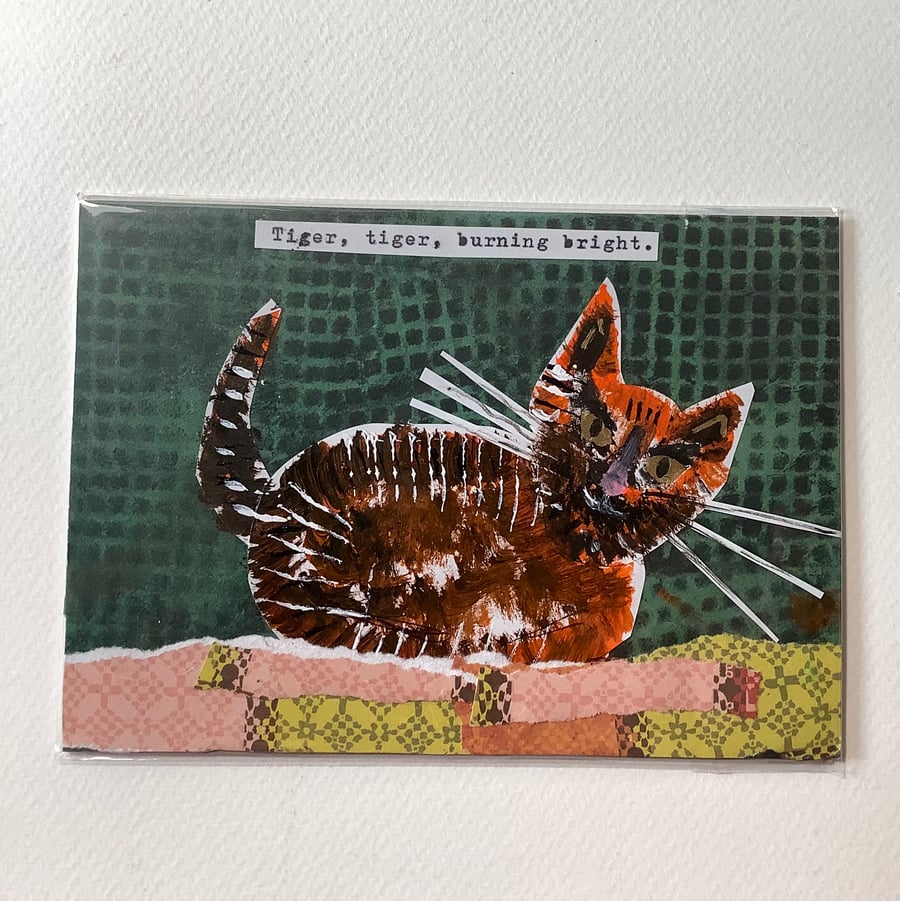 Original art. Collage. Tiger burning bright. Cat.