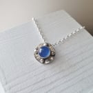 Blue onyx pendant - celtic design recycled silver antiqued blue onyx necklace