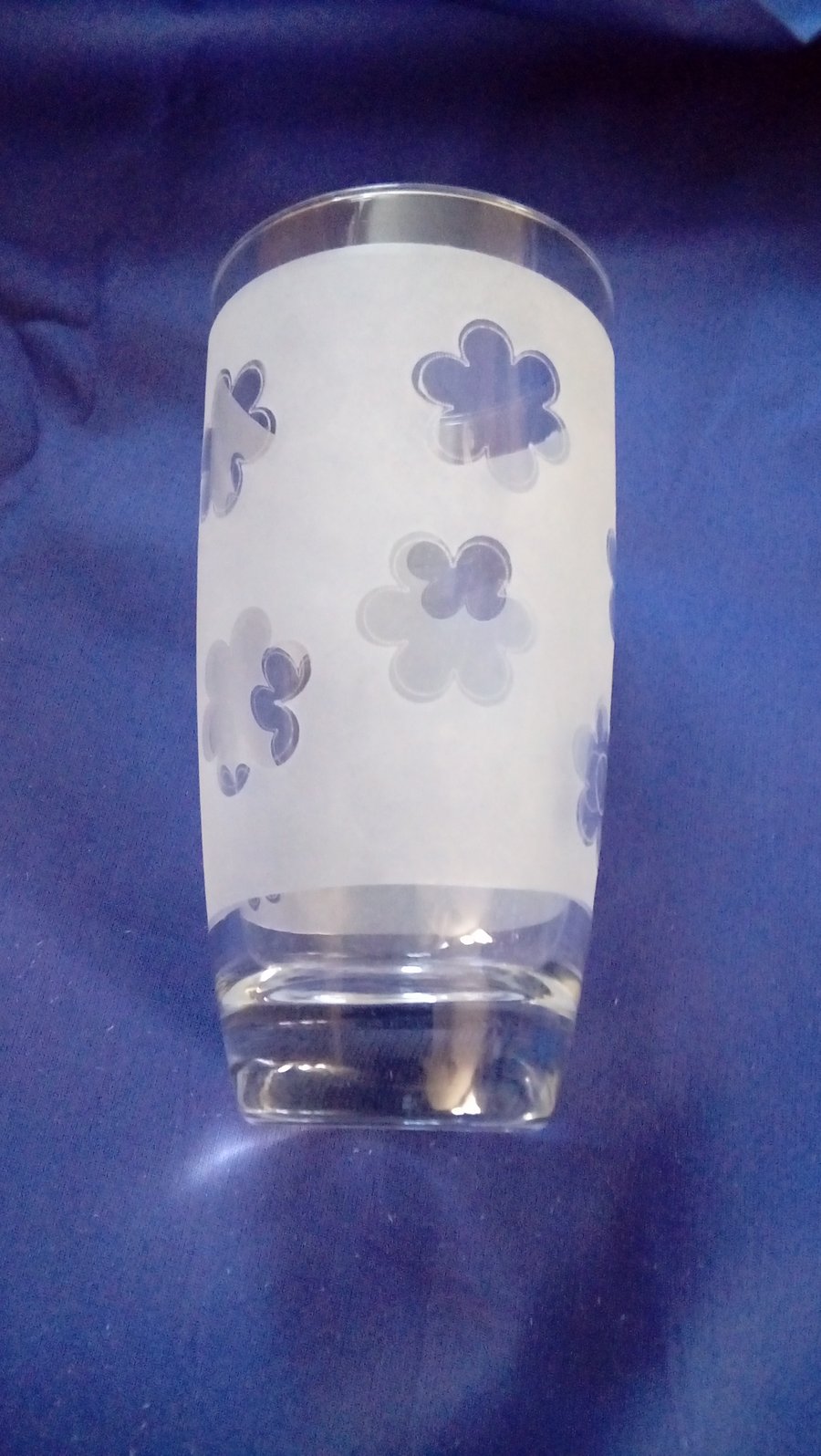 Floral Frosted Drinking Glass