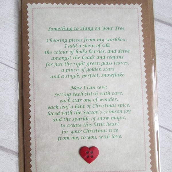 'Something to Hang on Your Tree' Poetry Christmas Card