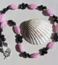 Red Garnet & Rose Quartz Gemstone Beaded Statement Necklace "Shiraz" - Image 1