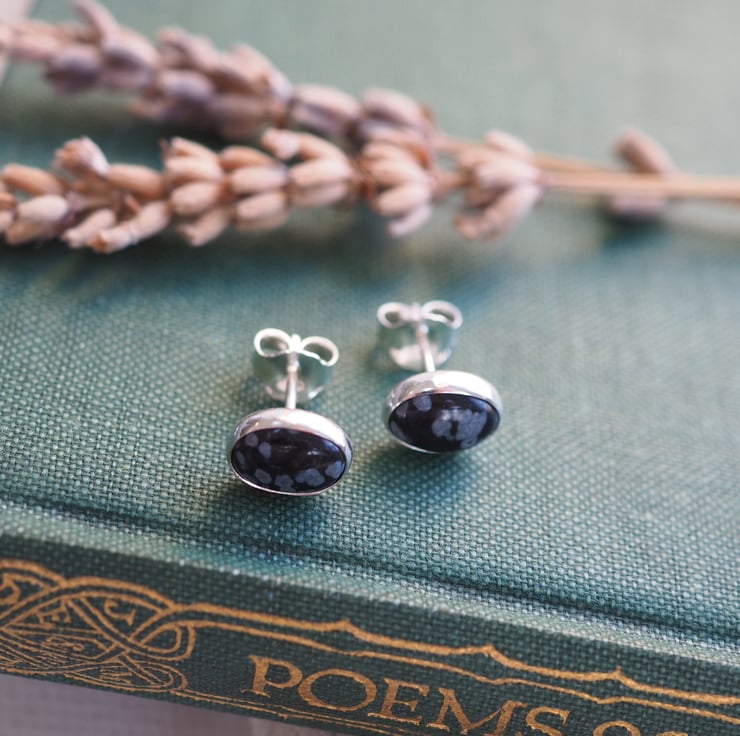 Obsidian stud earrings on sale
