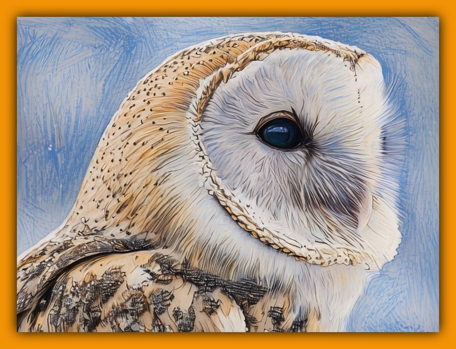 Barn Owl Head Greeting Card A5