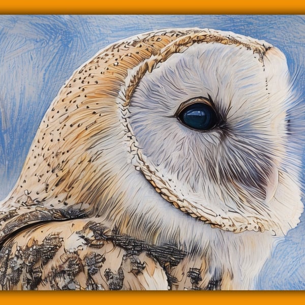 Barn Owl Head Greeting Card A5