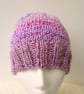 Ombre lilac and purple chunky beanie hat for an adult - Image 2