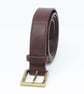 1.25" brown leather belt; choice of buckle - Image 2