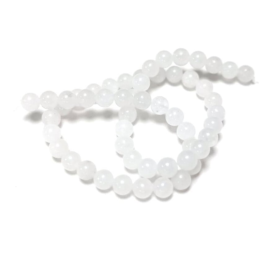 Snow Quartz White 8mm Smooth Rounds, Grade A, Natural Authentic Gemstone Beads, 