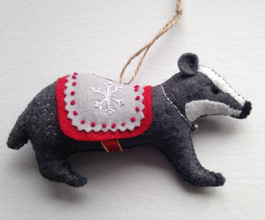 Christmas Badger Tree Decoration