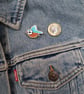 Blue tit wooden pin badge, British bird lover gift, blue tit brooch. - Image 5
