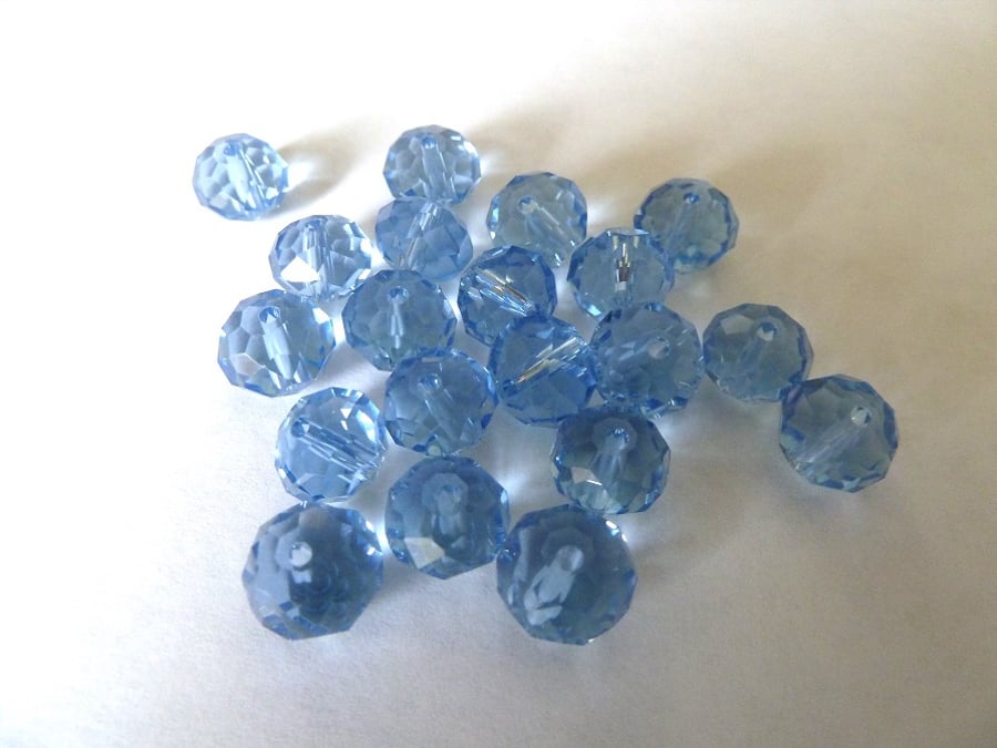 20 blue crystal rondelle beads