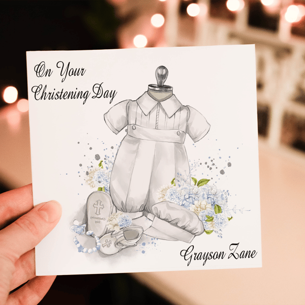 Baby Boy Christening Card, Congratulations for Christening, Baptism Card