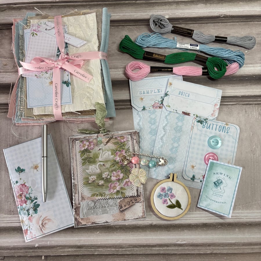 Slow Stitching Kit - in pastel pink and blue. PB12 - 0034