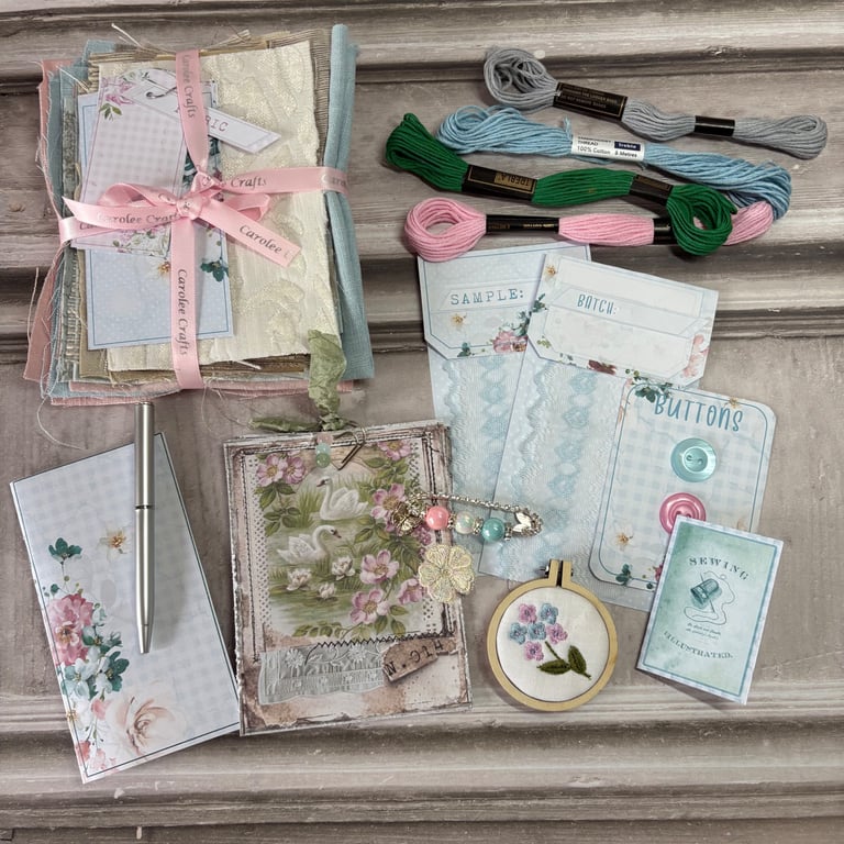 Slow Stitching Kit - in pastel pink and blue. PB12 - 0034