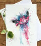 Ostrich Card, A5 blank greeting card with a watercolour ostrich design - Image 1