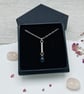 Petrol Blue Pearl Bar Pendant & 18" Trace Chain - Handmade, Sterling Silver - Image 6
