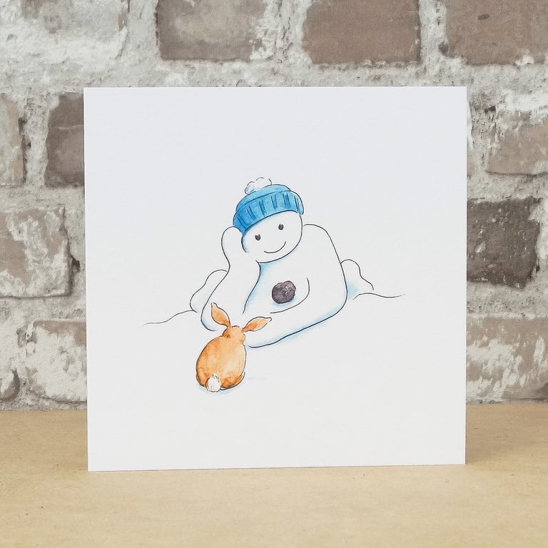 Christmas Card Snowman Rabbit