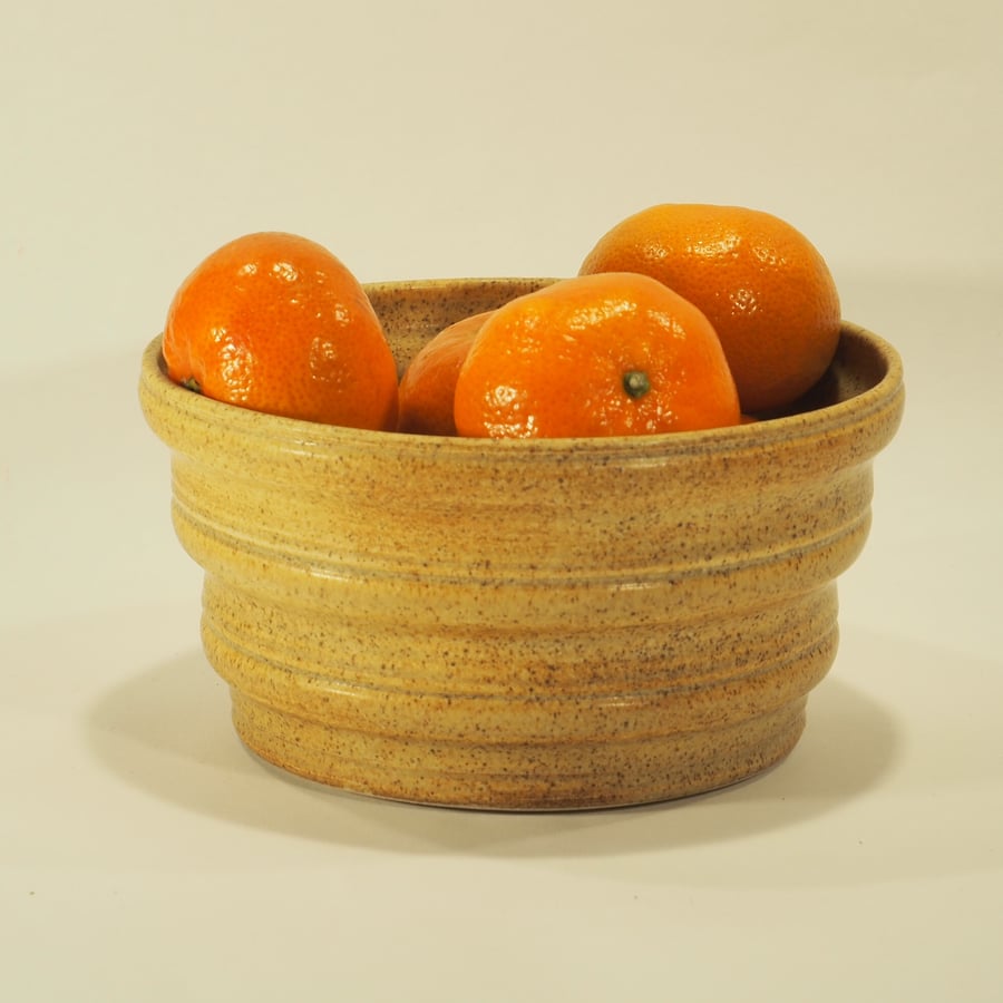 Handmade Oatmeal Ceramic Planter with ogee profile sides